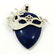 LAPIS LAZULI GEMSTONE SILVER PLATED PENDANT 1.7" - 2