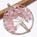 ROSE QUARTZ GEMSTONE TREE OF LIFE CHARM SILVER PLATED