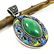 JADEITE GEMSTONE SILVER PLATED VINTAGE PENDANT JEWELRY