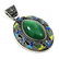 JADEITE GEMSTONE SILVER PLATED VINTAGE PENDANT JEWELRY - 3