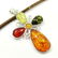 BALTIC AMBER GEMSTONE SILVER PLATED PENDANT JEWELRY 3"