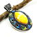 MOSAIC JASPER GEMSTONE SILVER PLATED VINTAGE PENDANT 3"