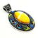 MOSAIC JASPER GEMSTONE SILVER PLATED VINTAGE PENDANT 3" - 3