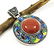 SANDSTONE GEMSTONE SILVER PLATED VINTAGE PENDANT 2.5"