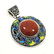 SANDSTONE GEMSTONE SILVER PLATED VINTAGE PENDANT 2.5" - 3