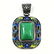 JADEITE GEMSTONE SILVER PLATED VINTAGE PENDANT 2.5" - 2