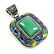 JADEITE GEMSTONE SILVER PLATED VINTAGE PENDANT 2.5" - 3