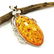 BALTIC AMBER GEMSTONE SILVER PLATED PENDANT JEWELRY 3"