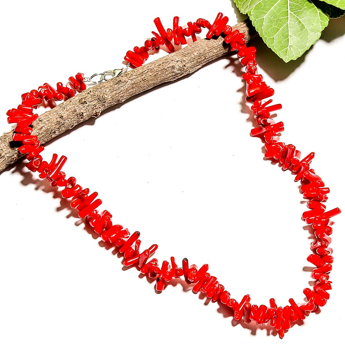 NATURAL RED CORAL GEMSTONE NECKLACE (1 of 2)