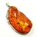 BALTIC AMBER GEMSTONE SILVER PLATED PENDANT JEWELRY 3" - 3