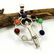 MULTI GEMSTONE SILVER PLATED MULTICOLOR PENDANT 1.8"