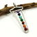 MULTI GEMSTONE SILVER PLATED MULTICOLOR PENDANT 2.3"