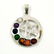 MULTI GEMSTONE SILVER PLATED MULTICOLOR PENDANT 1.5" - 2