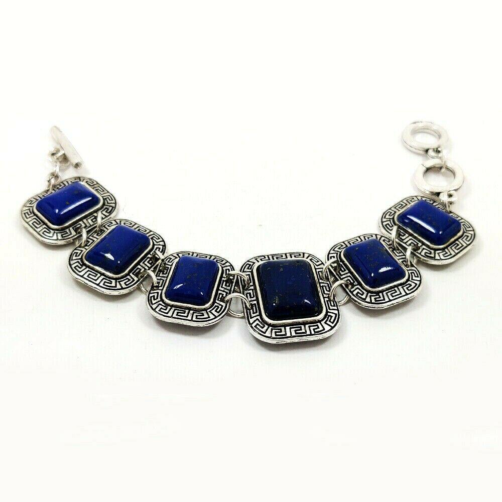 LAPIS LAZULI GEMSTONE SILVER PLATED BLUE BRACELET (1 of 4)