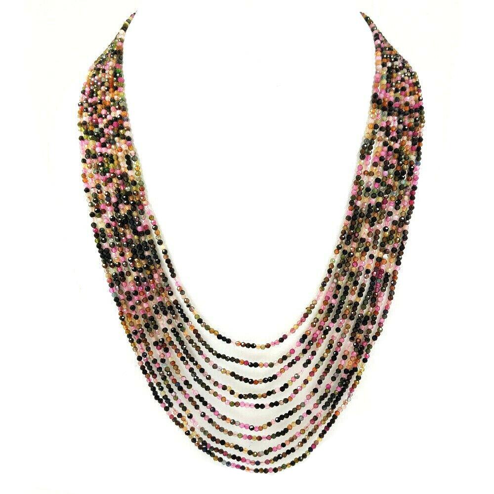 MULTI TOURMALINE FACETED BEADS NECKLACE 200 CTS, 10 (1 of 5)