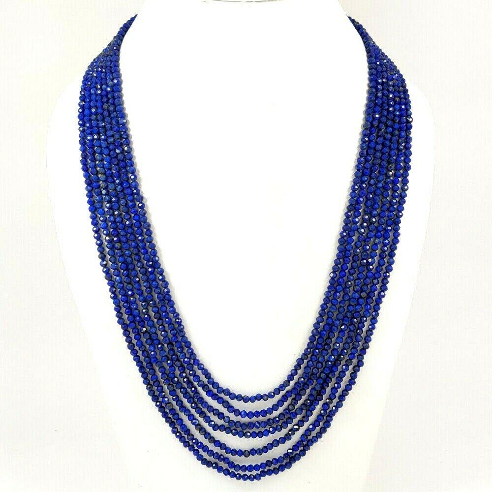 LAPIS LAZULI FACETED BEADS NECKLACE 279 CT, 7 STRAND (1 of 3)