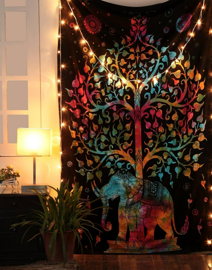Tapestry Psychedelic Boho Tree on Elephant Wall Hanging (1 of 3)