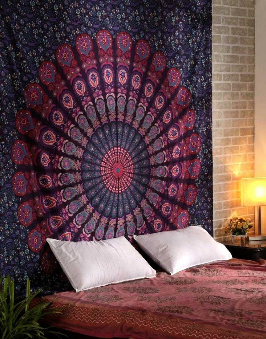 Cotton Peacock Mandala Wall Hanging Tapestry (1 of 4)