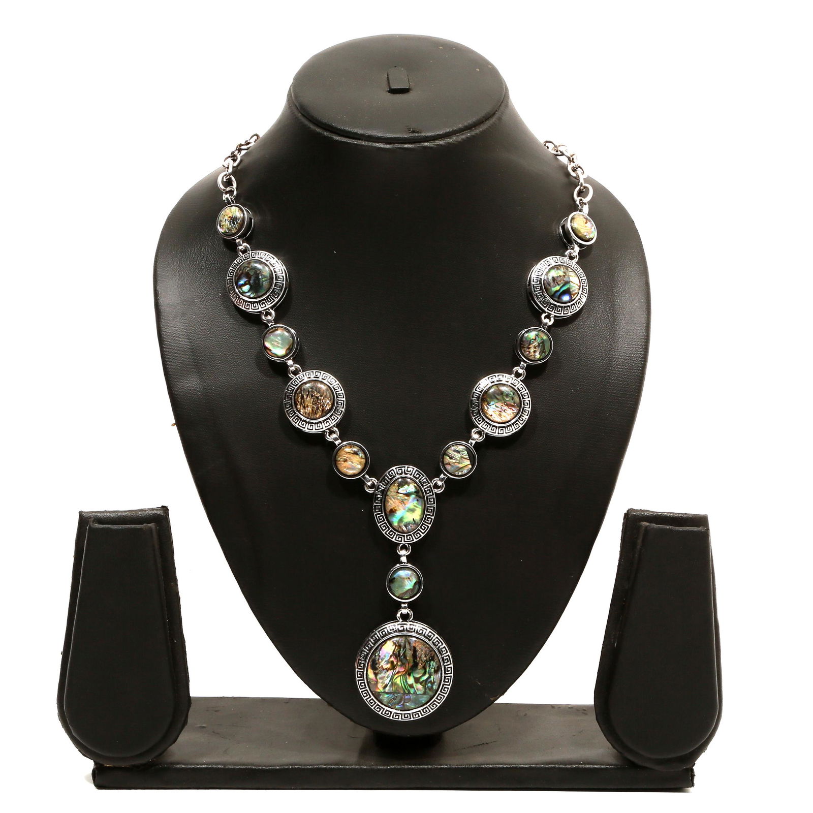 Abalone Shell Gemstone Silver Plated Necklace (1 of 3)