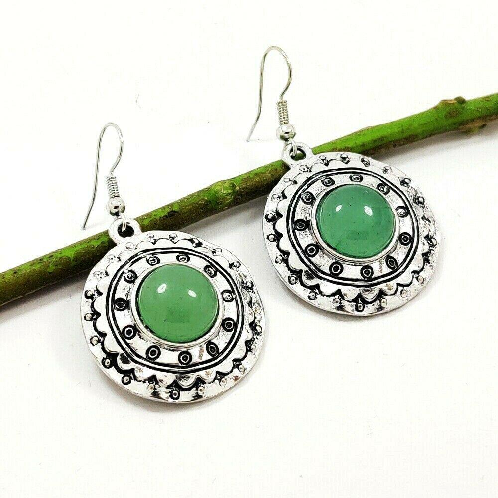 JADEITE GEMSTONE SILVER PLATED EARRING (1 of 4)