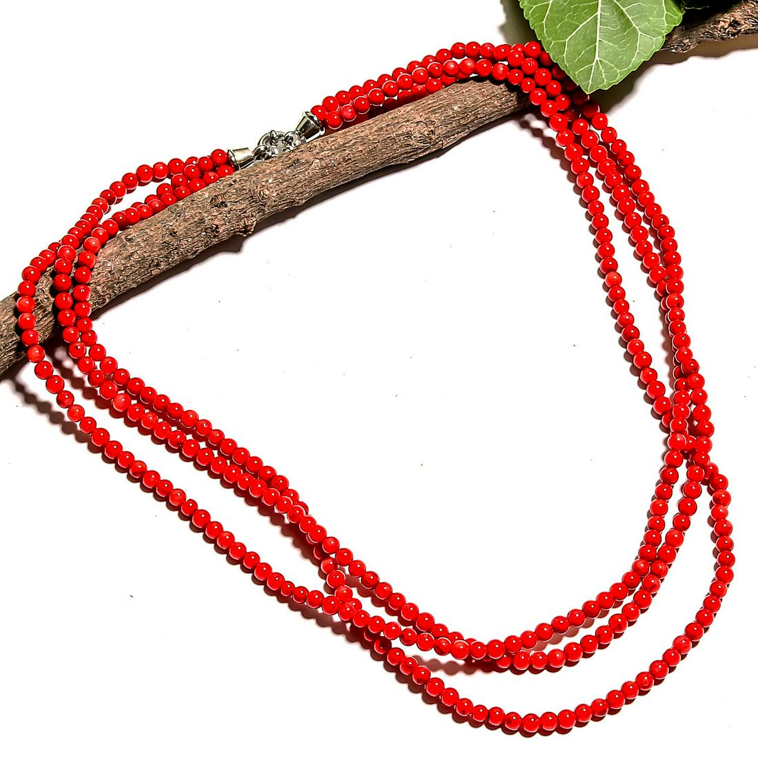 NATURAL RED CORAL GEMSTONE NECKLACE (1 of 2)
