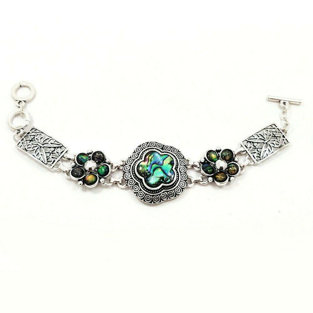 ABALONE SHELL SILVER PLATED RAINBOW BRACELET (1 of 4)