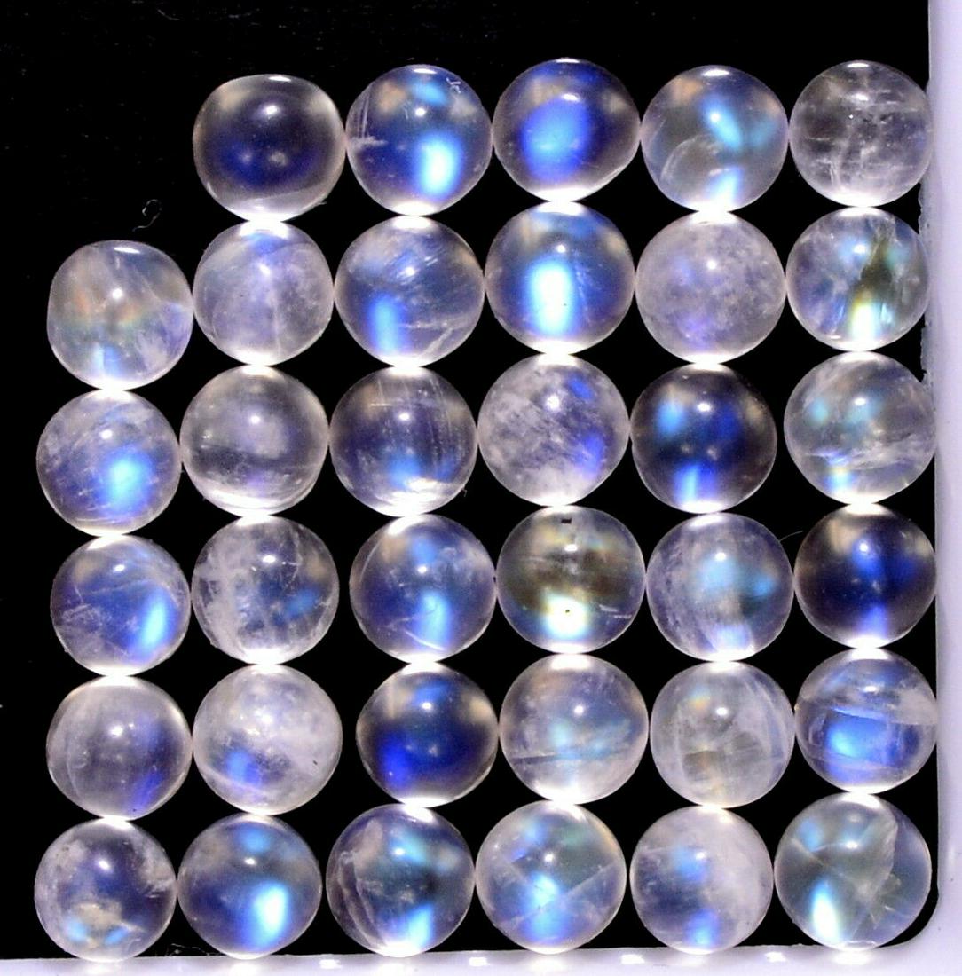 Blue Fire Rainbow Moonstone 3.5 MM Round Cabochon Loose (1 of 4)