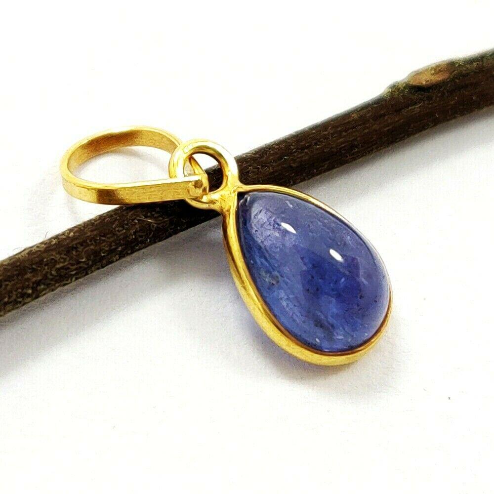 NATURAL TANZANITE 14 KT YELLOW GOLD HANDMADE PENDANT (1 of 3)