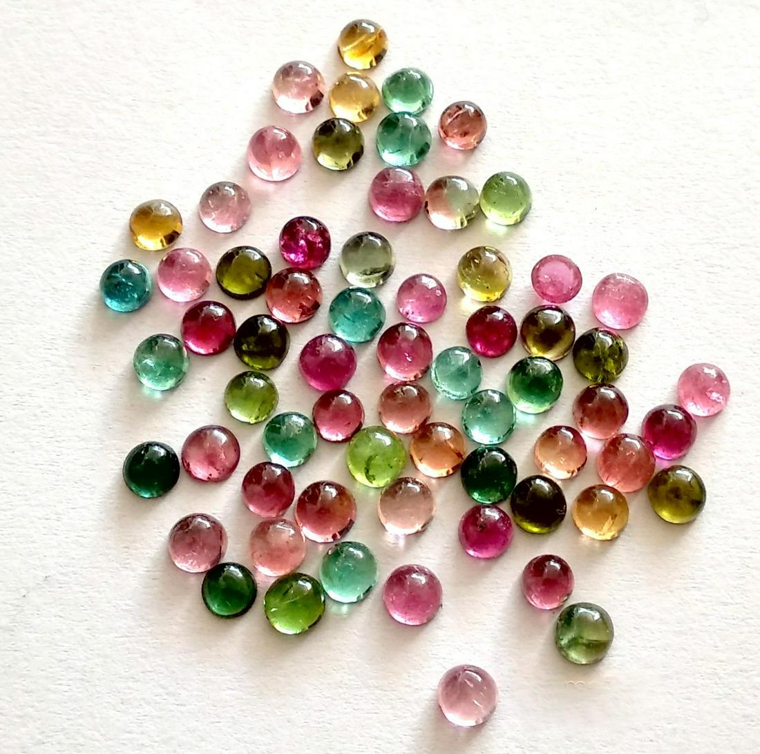 Natural Multi Color Tourmaline 3 MM Round Cabochon Lot (1 of 3)