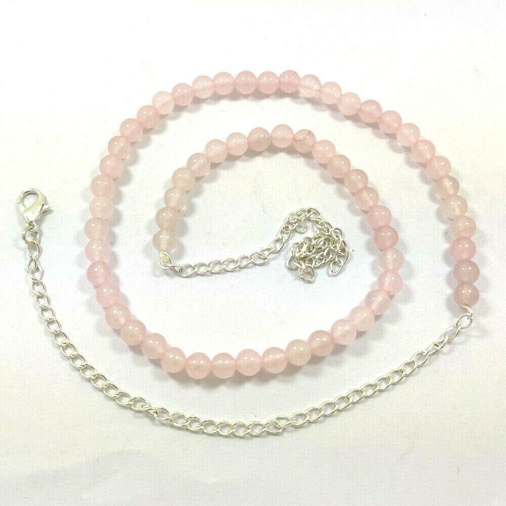 ROSE QUARTZ GEMSTONE 6 MM ROUND BEADS NECKLACE (1 of 4)