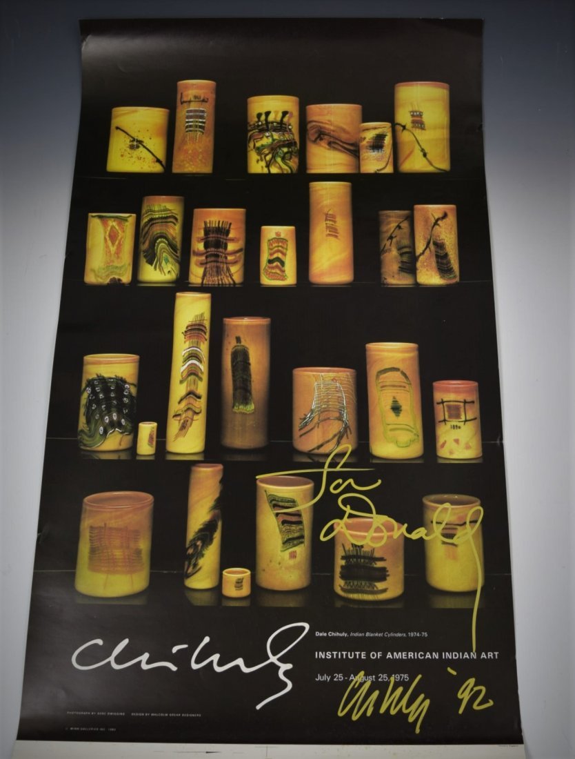 Dale Chihuly Signed Poster: Dale Chihuly signed Institute of American Indian Art 1975 poster Signed and dated 92 Measures: 35 x 21 inches