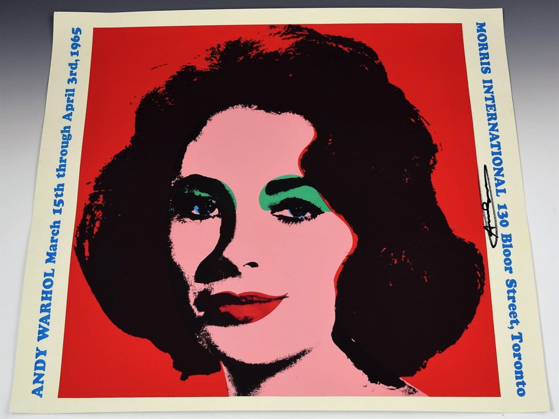 Andy Warhol Liz Taylor Signed: Liz Taylor, Morris International offset lithograph Circa 1965 Measures: 23 x 23 inches Hand signed in black marker