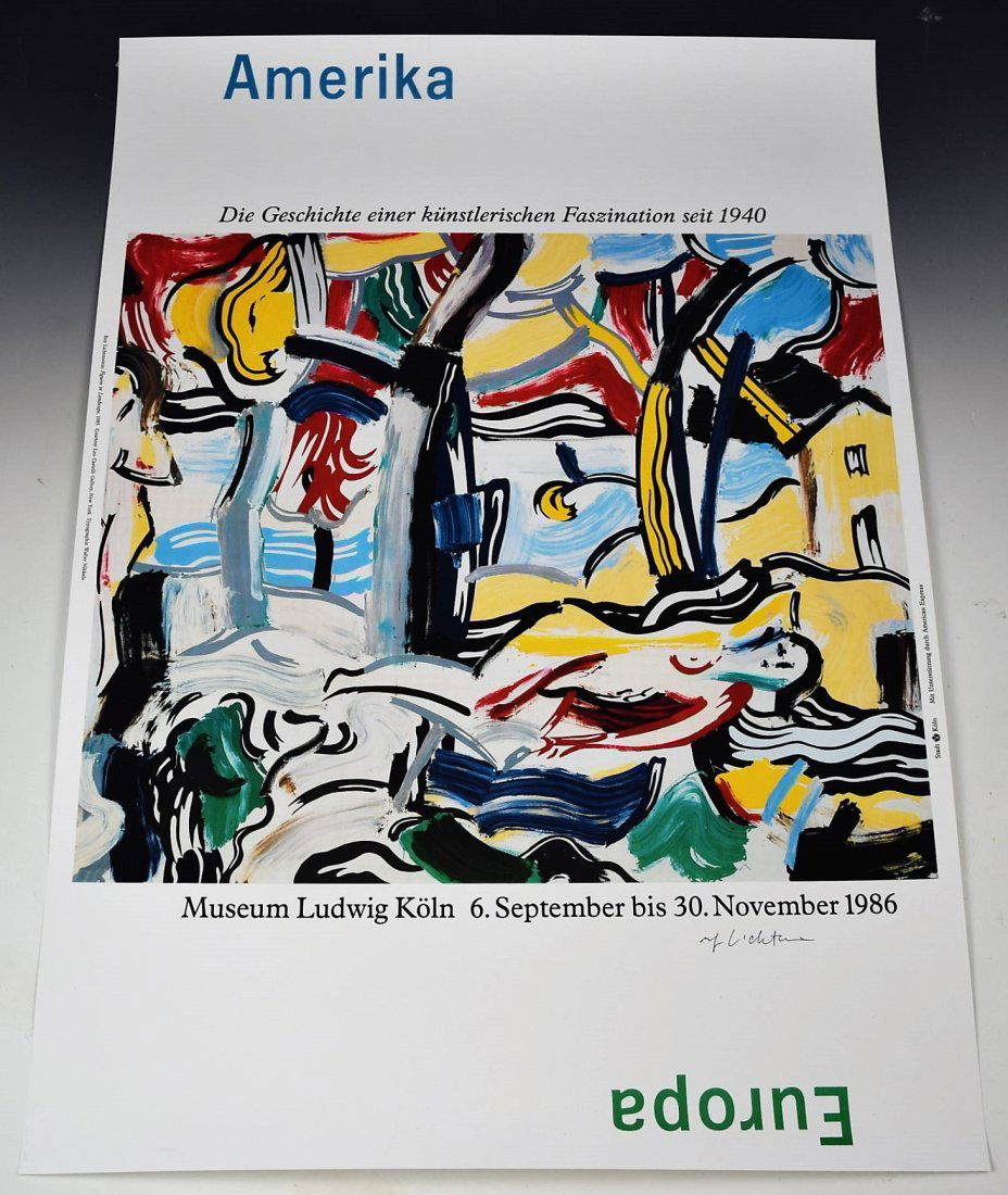 Roy Lichtenstein Signed Poster: Roy Lichtenstein signed poster Measurements: 33 x 23 inches Signed by Lichtenstein in black ink lower right