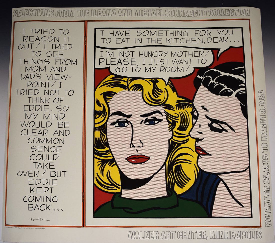 Roy Lichtenstein Signed Poster: Roy Lichtenstein signed poster Measurements: 34 x 30 inches Signed by Lichtenstein in pen lower left