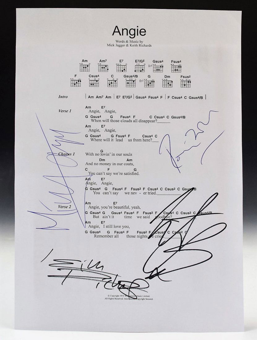 Rolling Stones Autograph Music Sheet (1 of 5)