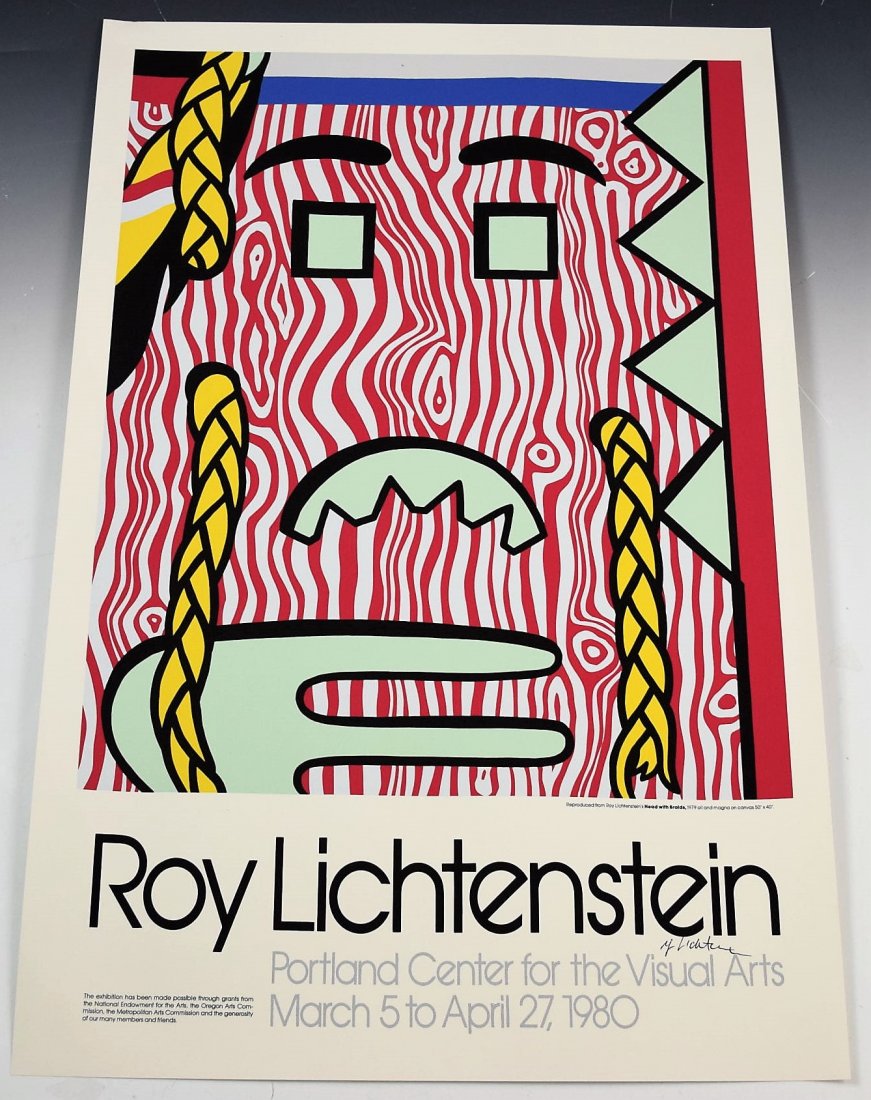 Roy Lichtenstein Signed Poster: Roy Lichtenstein signed poster Measurements: 29 x 19 inches Signed by Lichtenstein in pen lower right