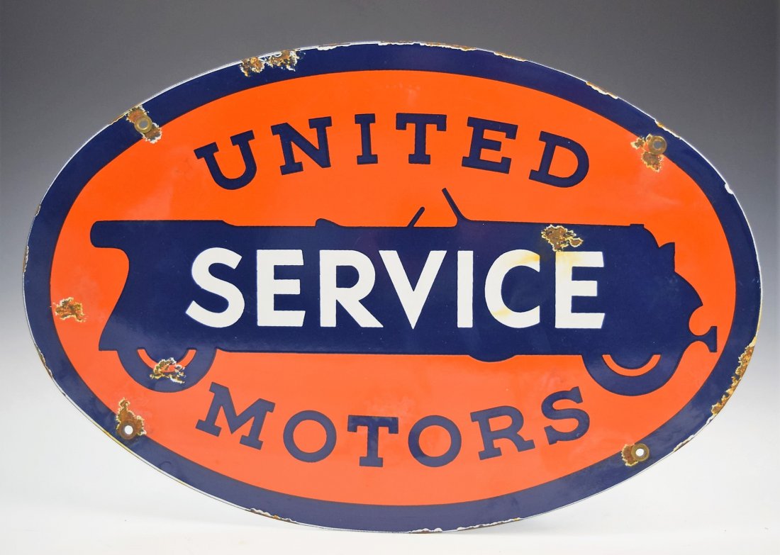 Vintage United Service Motors Porcelain Sign (1 of 2)