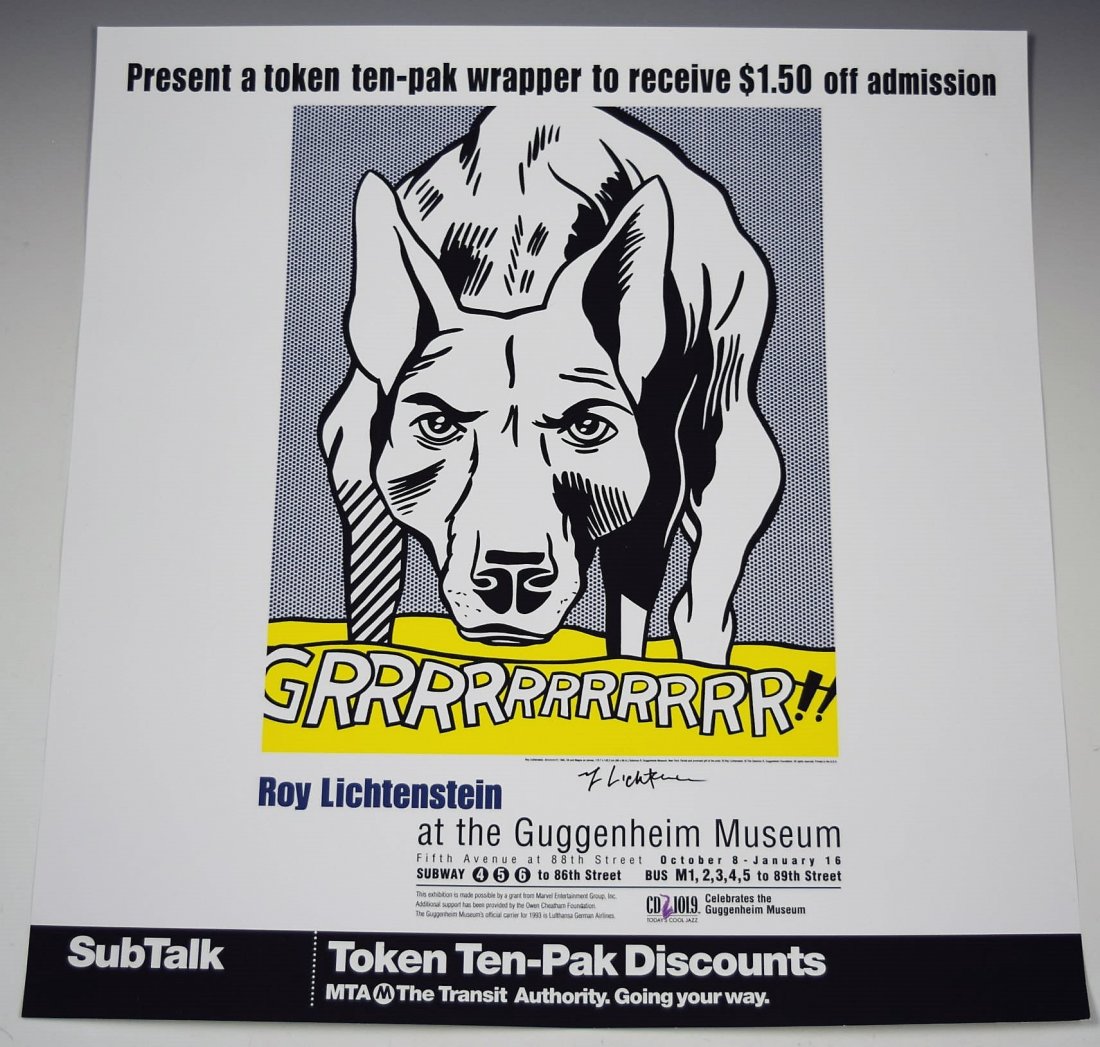 Roy Lichtenstein Signed Poster: Roy Lichtenstein signed poster Measurements:22 x 21 inches Signed by Lichtenstein in pen