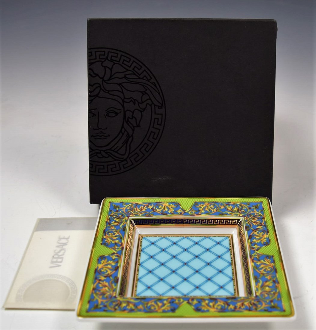 Versace Ashtray: Versace by Rosenthal porcelain ashtray Measures: 5 1/4 inches COA card included