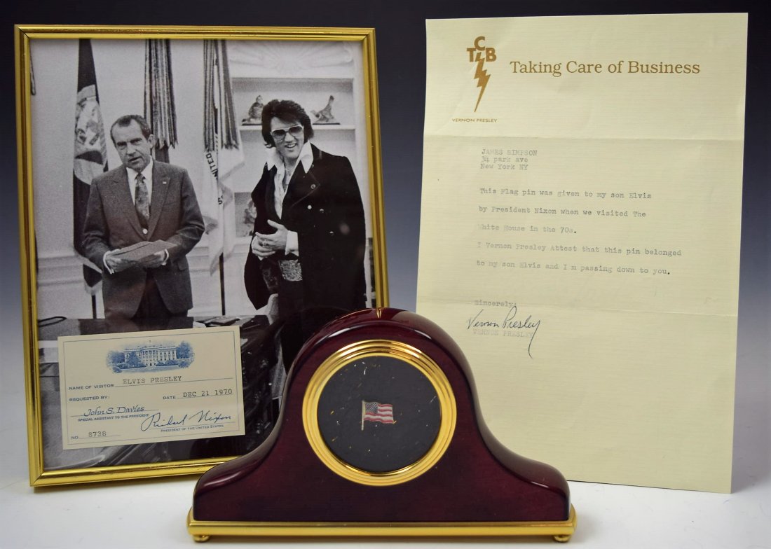 Elvis Presley's Personal Flag Pin And Visitor Card (1 of 3)