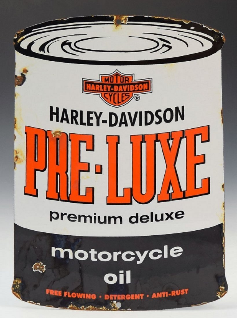 Vintage PRE-LUXE Motorcycle Porcelain Sign (1 of 2)