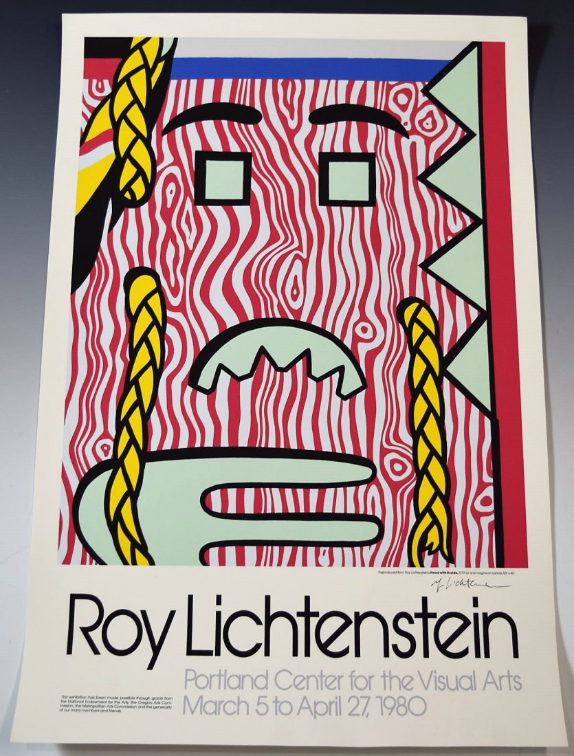 Roy Lichtenstein Signed Poster: Roy Lichtenstein signed poster Measurements: 28 1/2 x 19 inches Signed by Lichtenstein in pen lower right