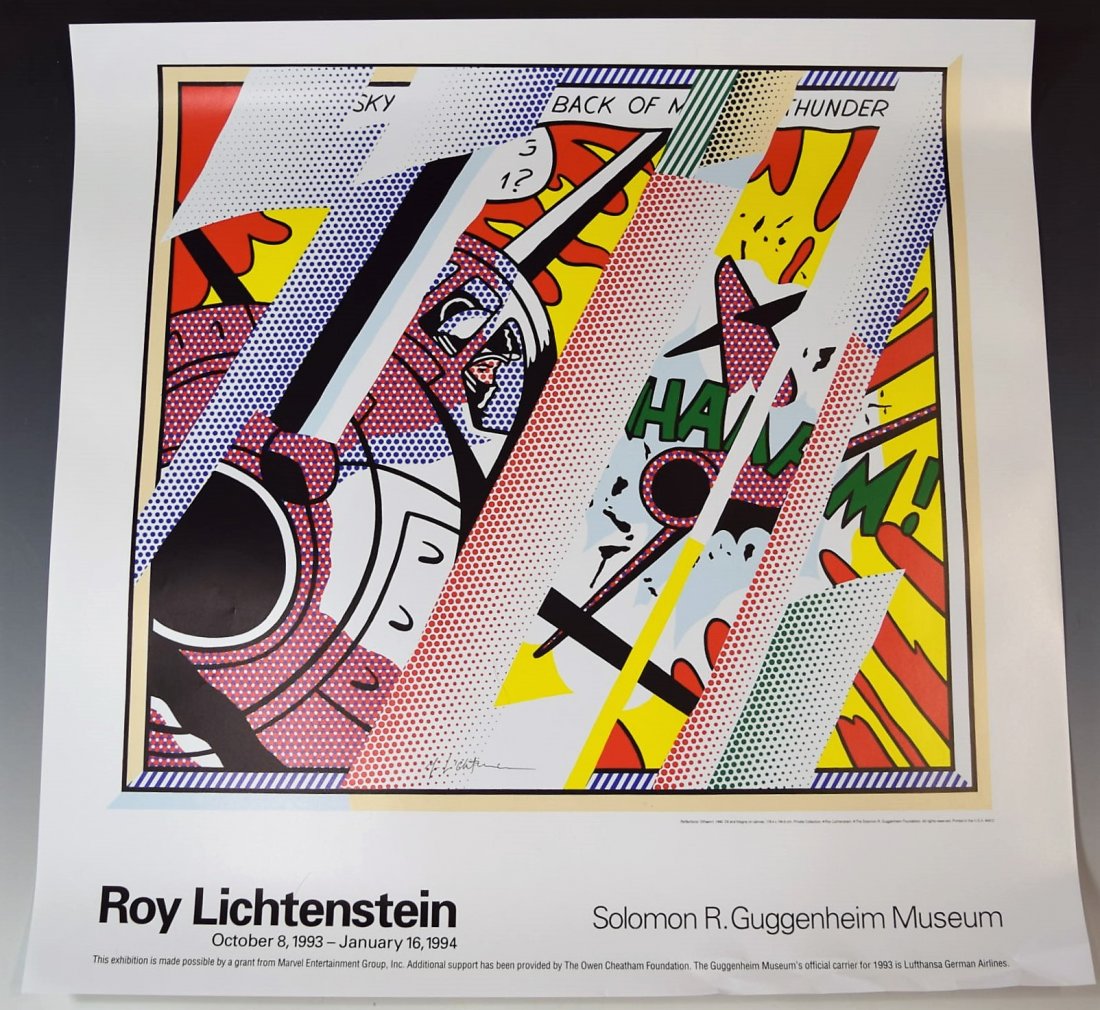 Roy Lichtenstein Signed Poster: Roy Lichtenstein signed poster Measurements:26 1/2 x 27 inches Signed by Lichtenstein in pen