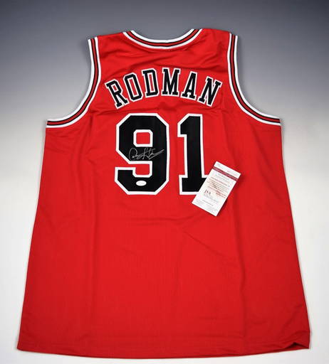 Dennis Rodman Detroit Pistons Signed Blue Jersey Autographed JSA COA