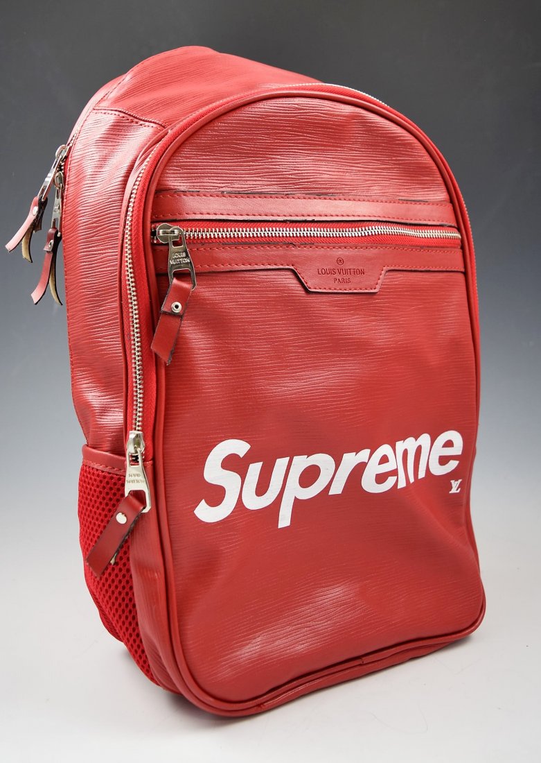 supreme backpack red leather