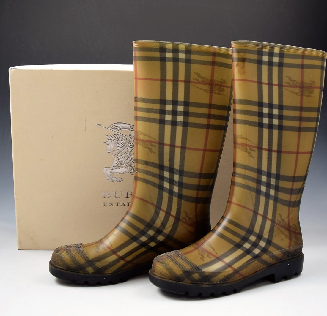 burberry nova check rain boots
