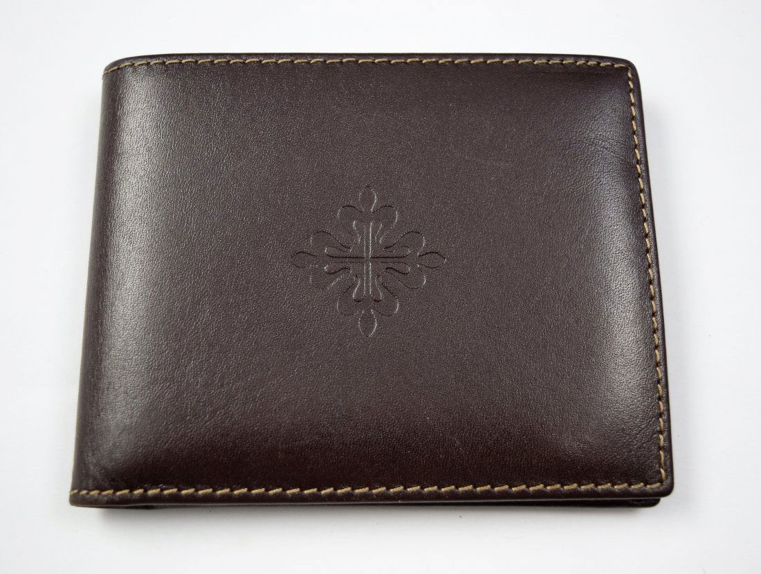 Patek Philippe Wallet: Patek Philippe brown leather bi fold mens wallet