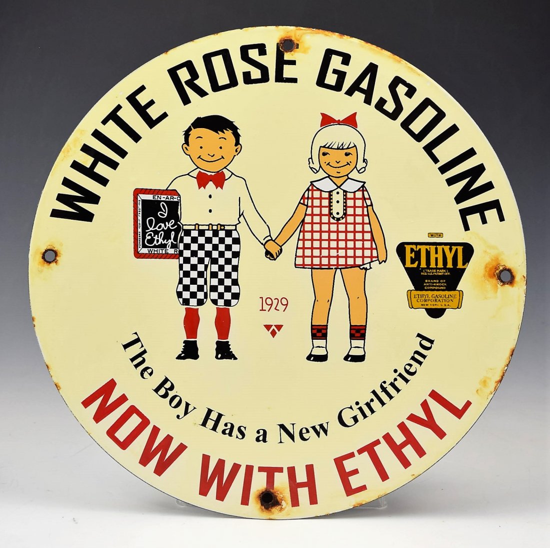 Vintage Porcelain White Rose Gasoline Sign (1 of 1)