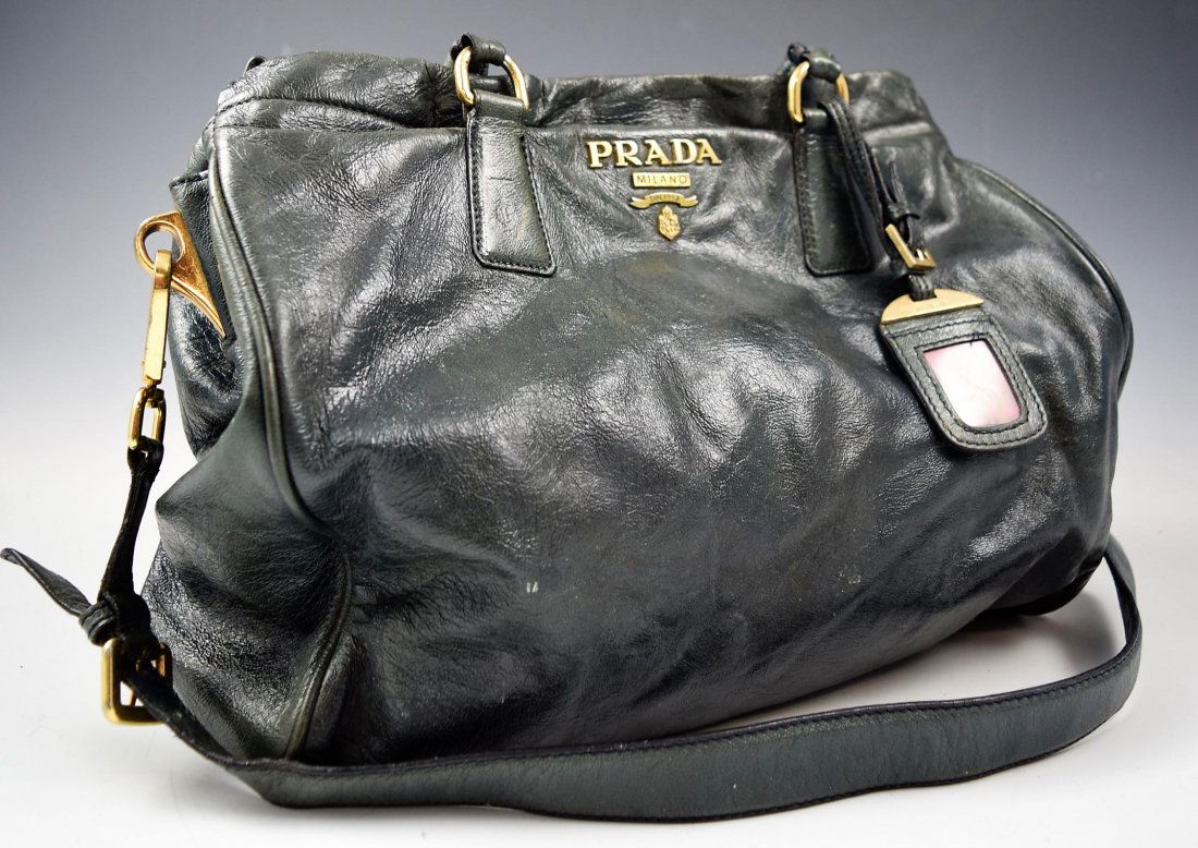 Prada Vacchetta Old Black Leather Handbag