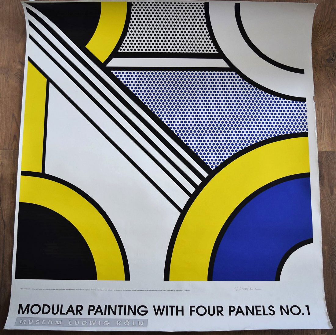 Roy Lichtenstein Signed Poster: Roy Lichtenstein signed poster Measurements: 47 x 41 inches Signed by Lichtenstein in pen
